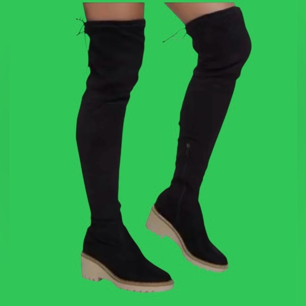 🔥NICOLE MILLER! “BASS” BLACK OVER THE KNEE FAUX SUEDE BOOT! TRENDING! 🔥